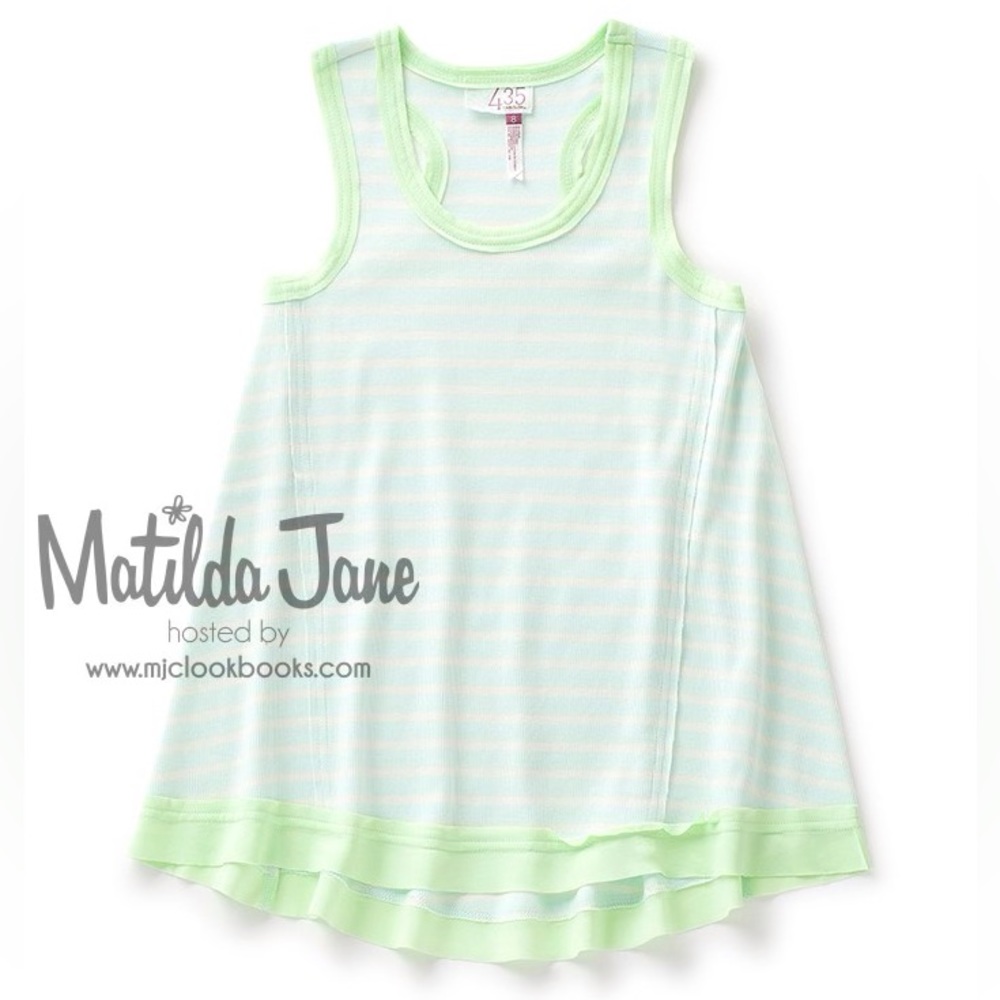 Matilda Jane Girls Size 10 435 Lime Green/Blue Three Legged Race Tunic Tank